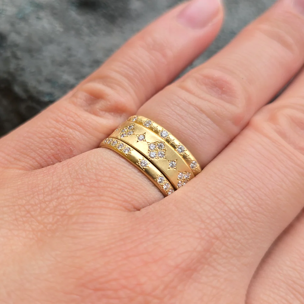 Spaced Star Diamond Gold Band - Image 5