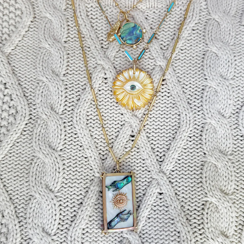 Abalone & Mother of Pearl Pendant - "Sun Tarot" - Image 3