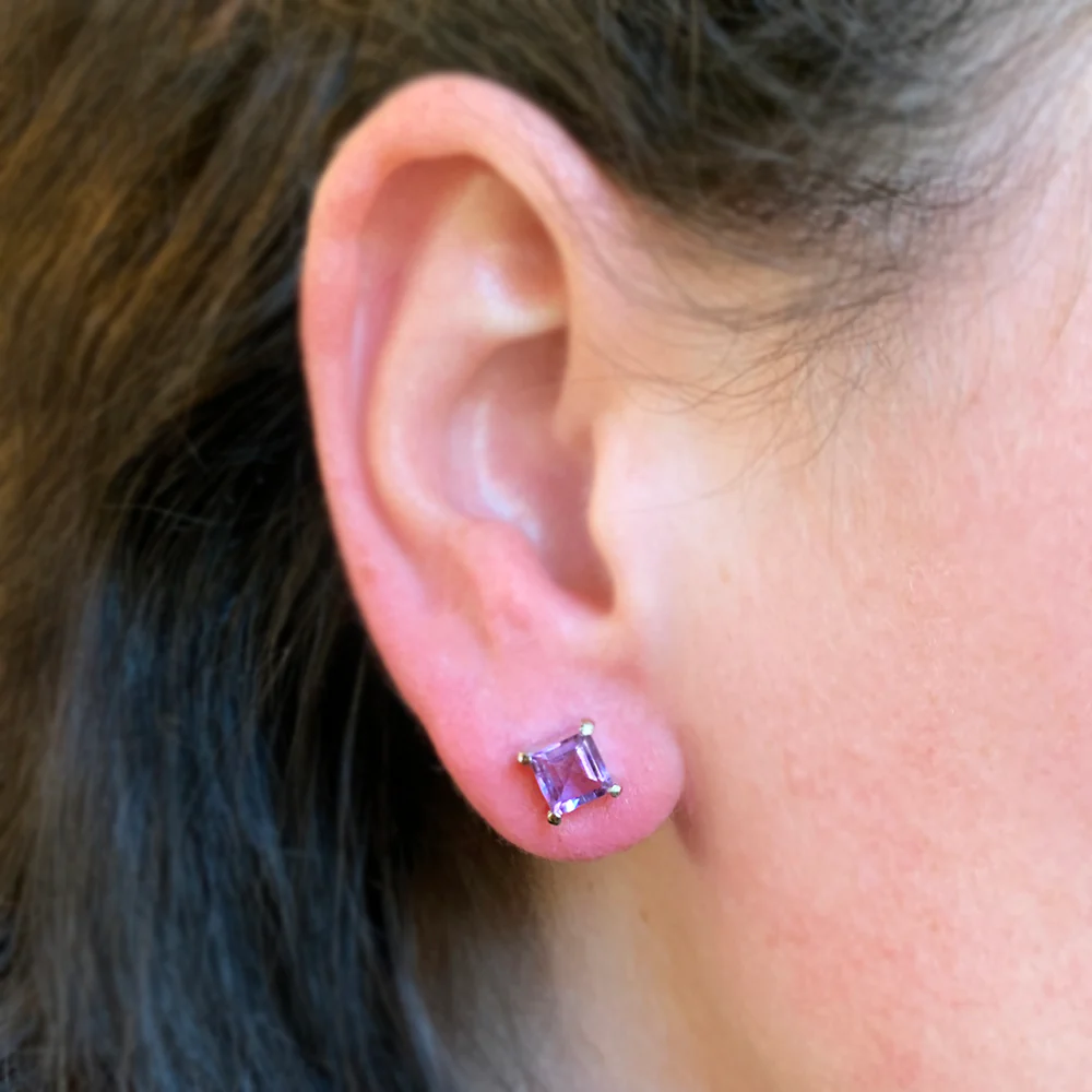 Sterling Silver Amethyst Studs- "Looking Glass" - Image 3
