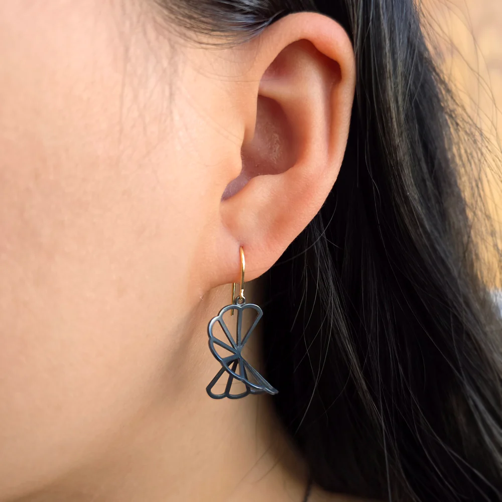 Sterling Silver & Yellow Gold Cloud Earrings - "Nimbus" - Image 3