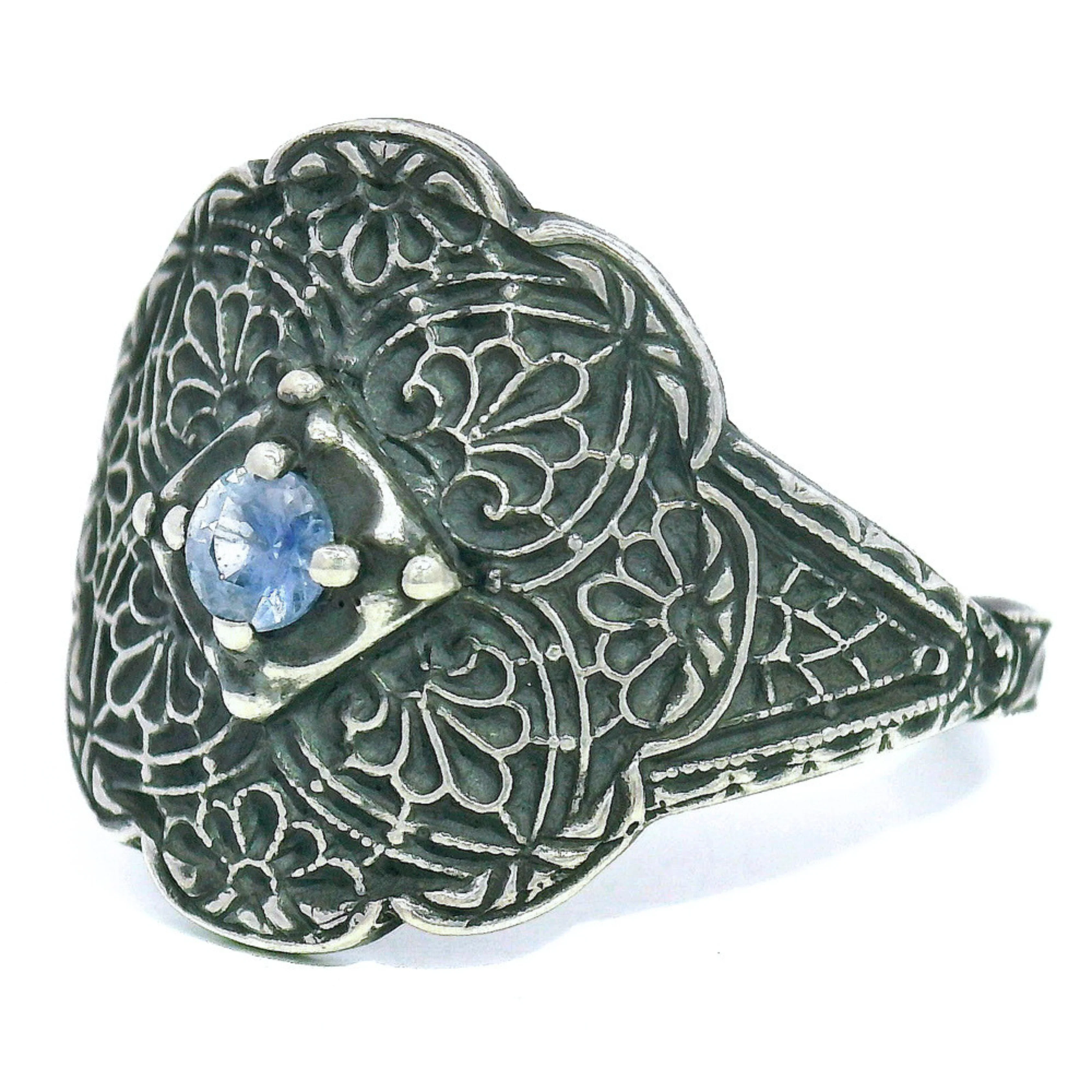 Montana Sapphire & Sterling Silver Ring - "Lace" - Image 2
