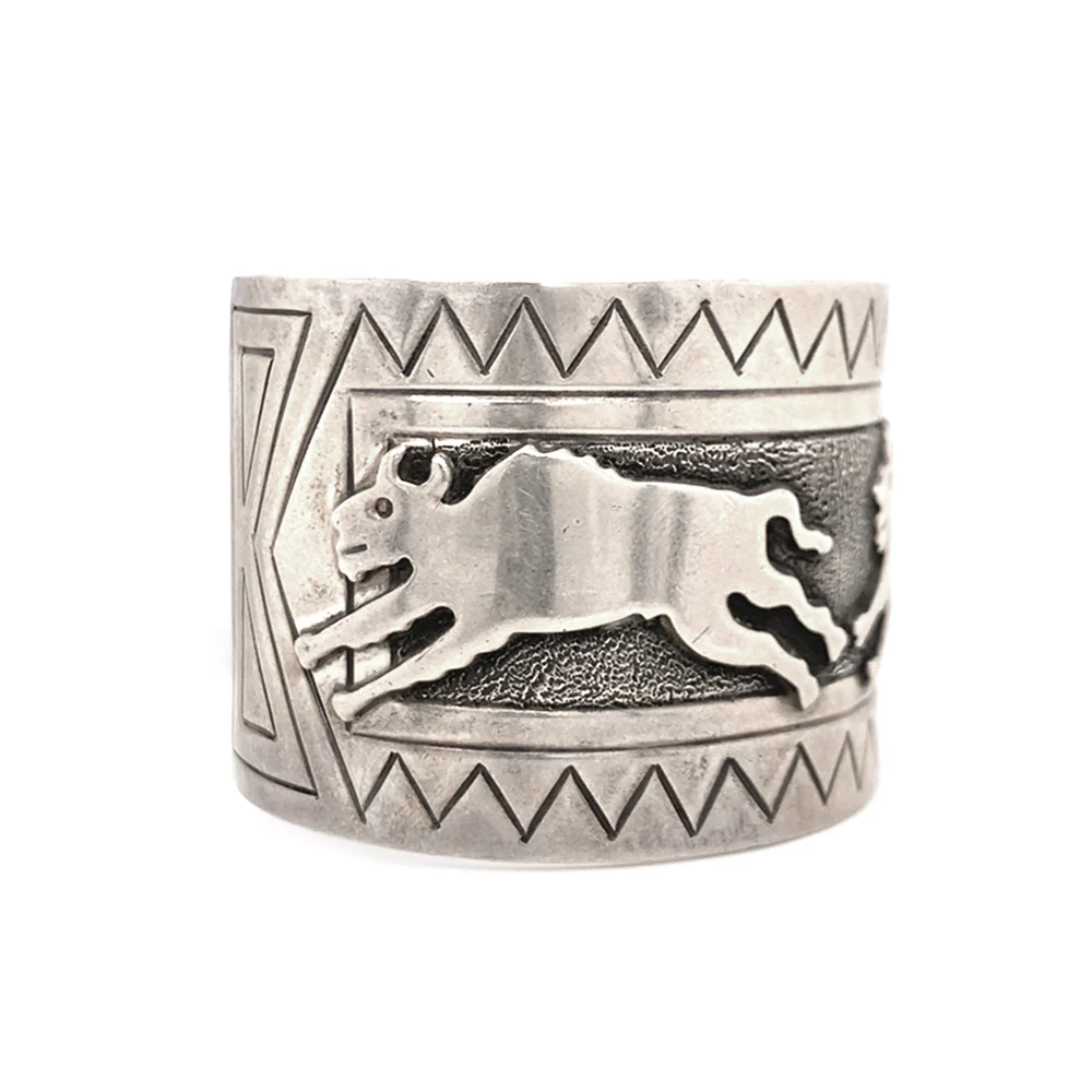 Sterling Silver Navajo Cuff - "Charging Buffalo" - Image 3