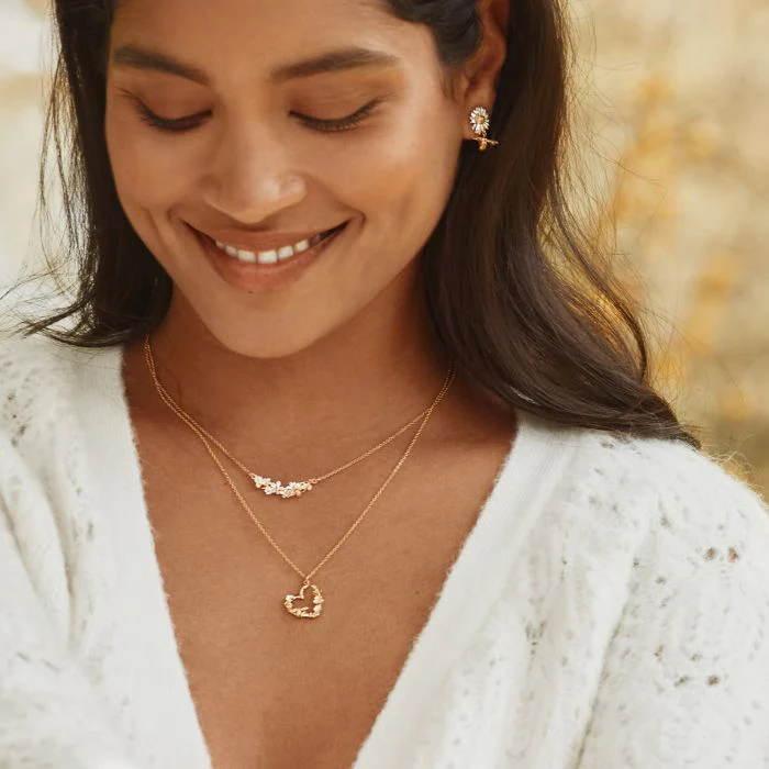 Sterling Silver Necklace - "Floral Heart & Itsy Bitsy Bee" - Image 3