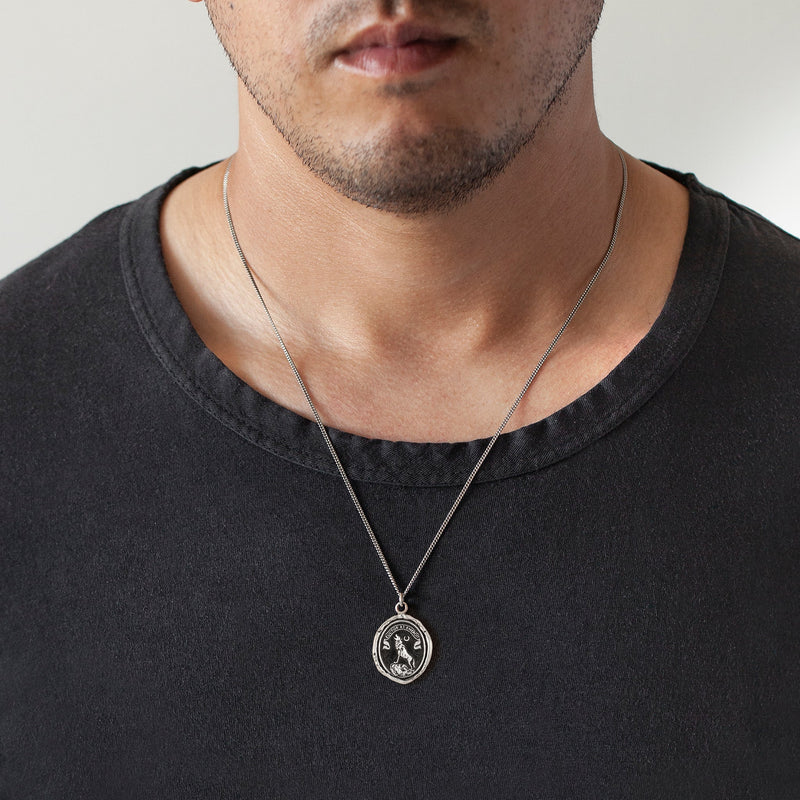Sterling Silver Wolf & Moon Talisman Necklace - "Struggle and Emerge" - Image 3