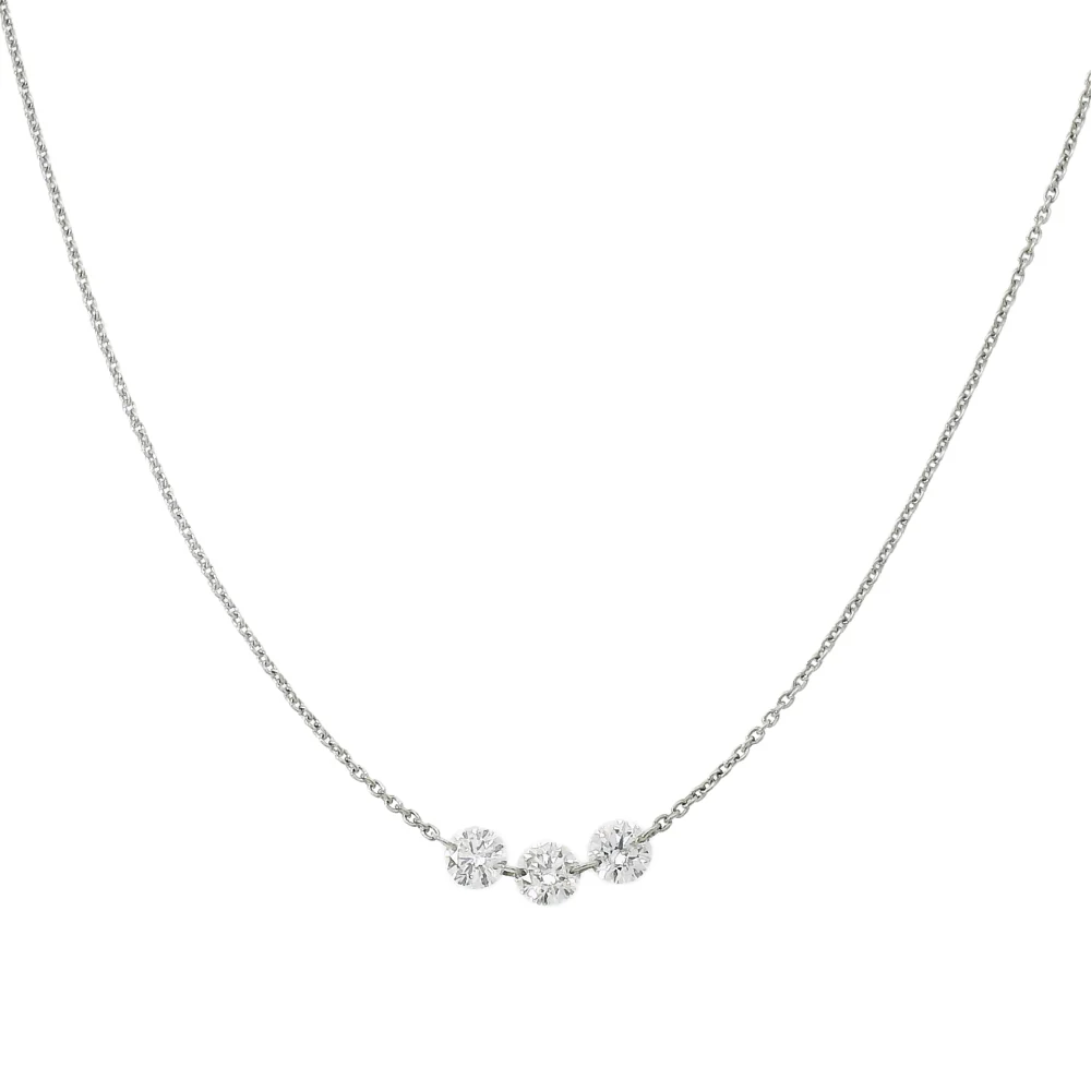 Three Stone Petite Diamond Necklace - "Trinity"