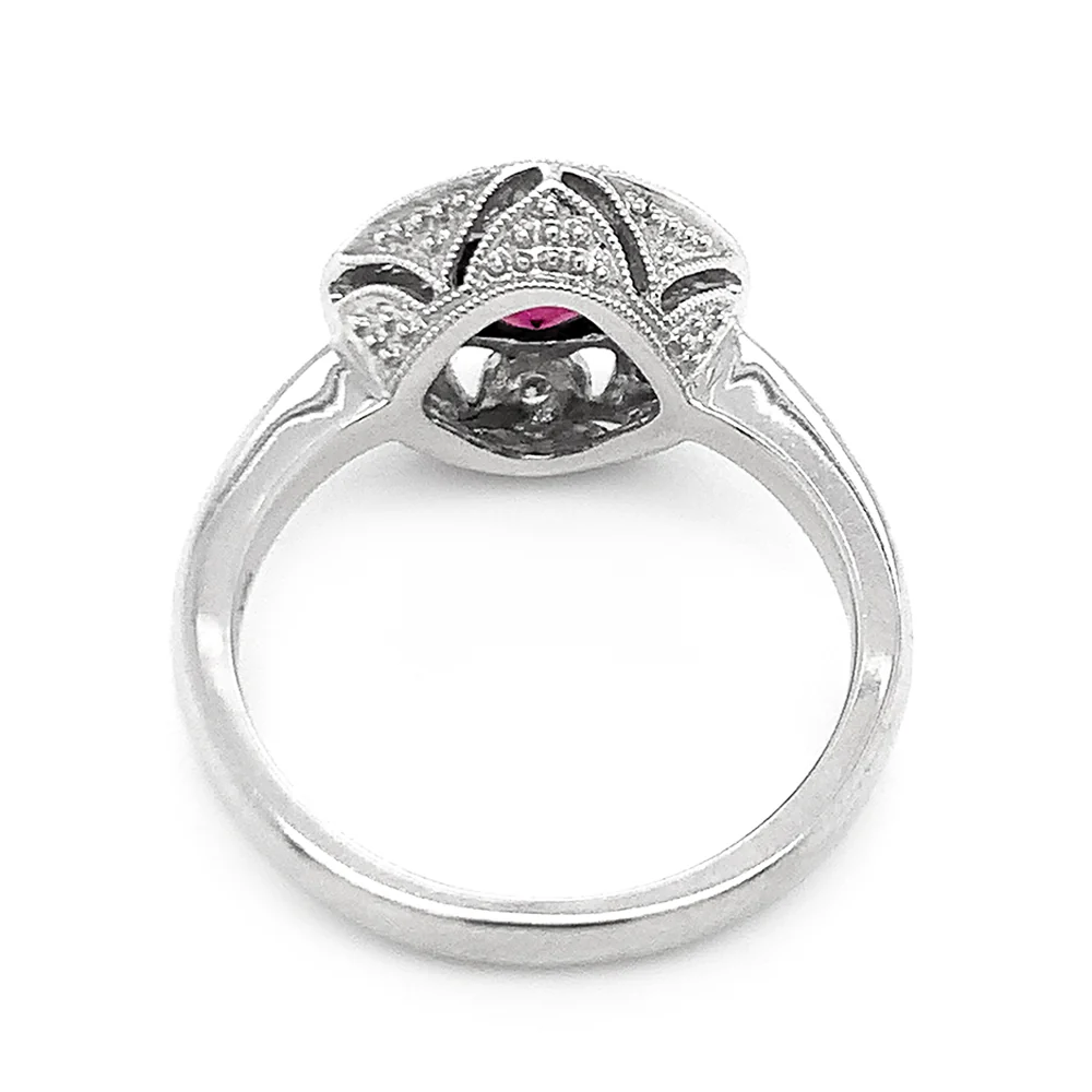 White Gold Diamond and Rhodolite Ring - Image 6