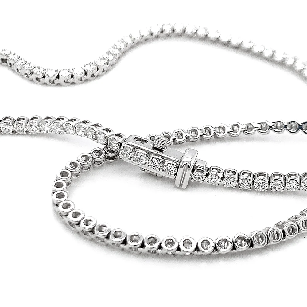 White Gold Diamond Tennis Necklace - "Cascade of Diamonds" - Image 3