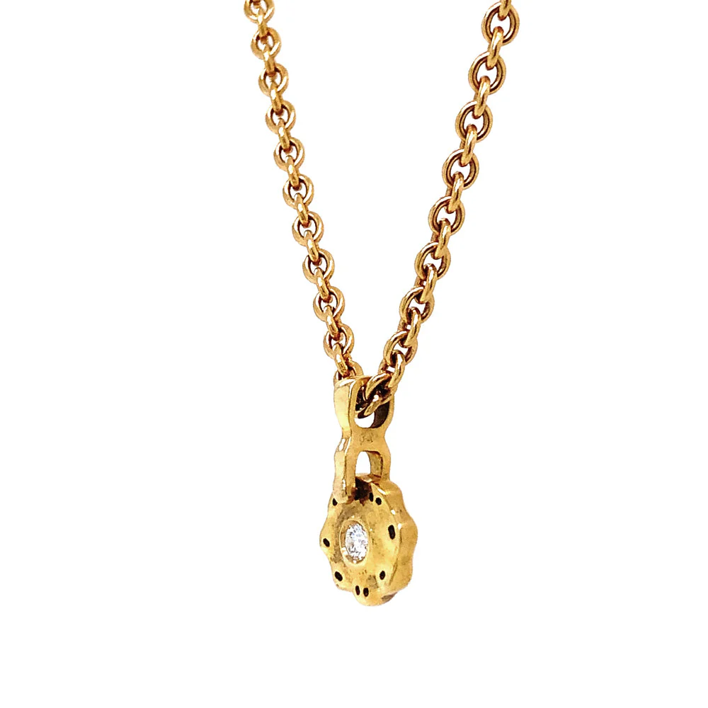Yellow Gold & Diamond Pendant - "Flora" - Image 4