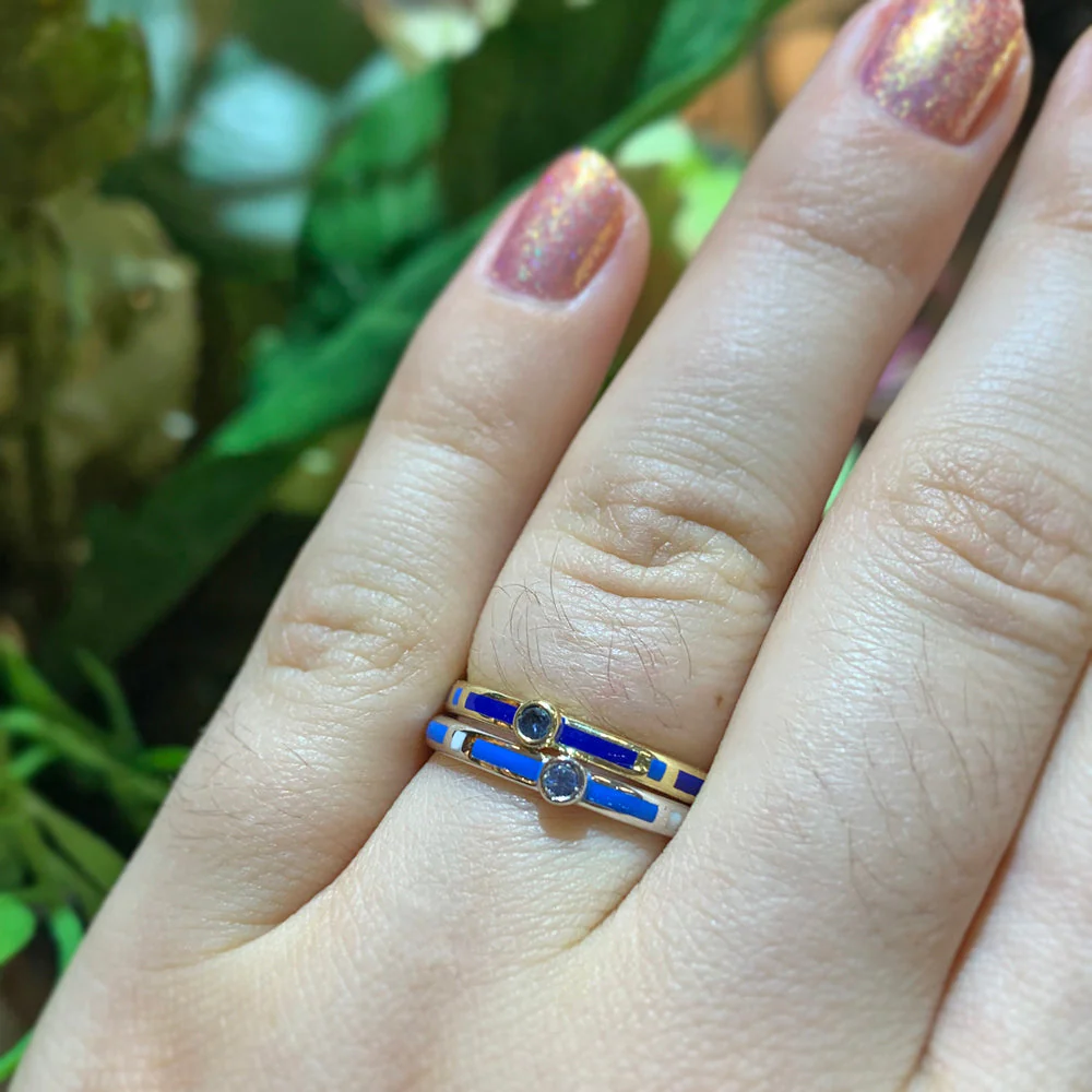 Yogo Sapphire & Enamel Band - "Rock Candy Deep Blue" - Image 2