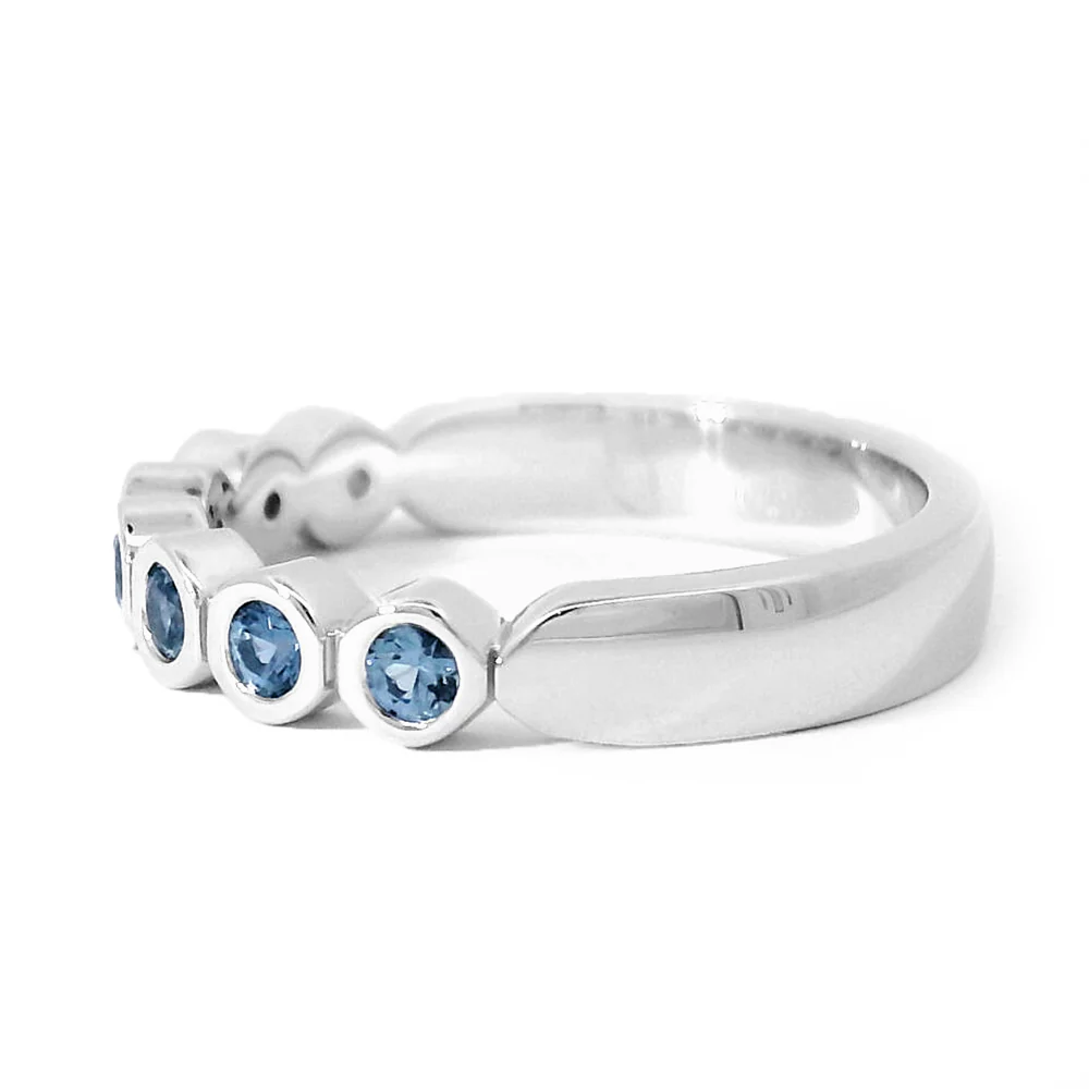 Yogo Sapphire & White Gold Band  - "Sweet Home Montana" - Image 3